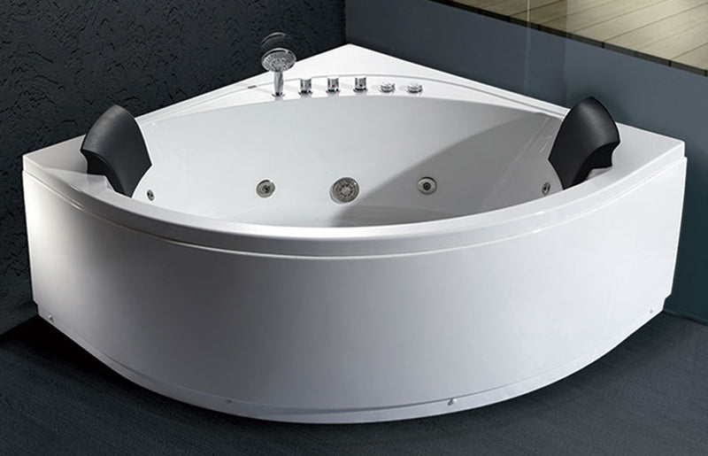 ALFI EAGO 5' Rounded Modern Double Seat Corner Whirlpool Bath Tub with Fixtures AM200