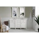 James Martin Brittany 60" Bright White Double Vanity with 3 cm Classic White Quartz Top 650-V60D-BW-3CLW