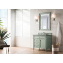 James Martin Brittany 36" Sage Green Single Vanity with 3 cm Gray Expo Quartz Top 650-V36-SGR-3GEX