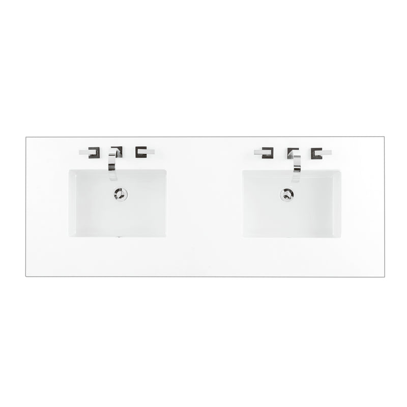 James Martin 60" Double Top 3 cm Classic White Quartz with Sink 050-S60D-CLW-SNK