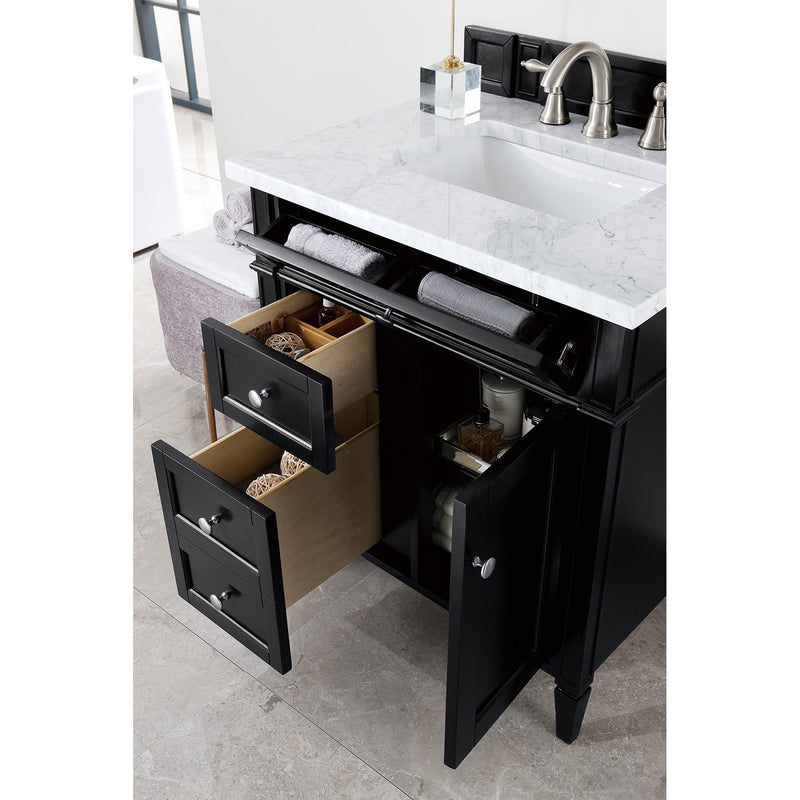 James Martin Brittany 30" Single Vanity Black Onyx with 3 cm Carrara Marble Top 650-V30-BKO-3CAR