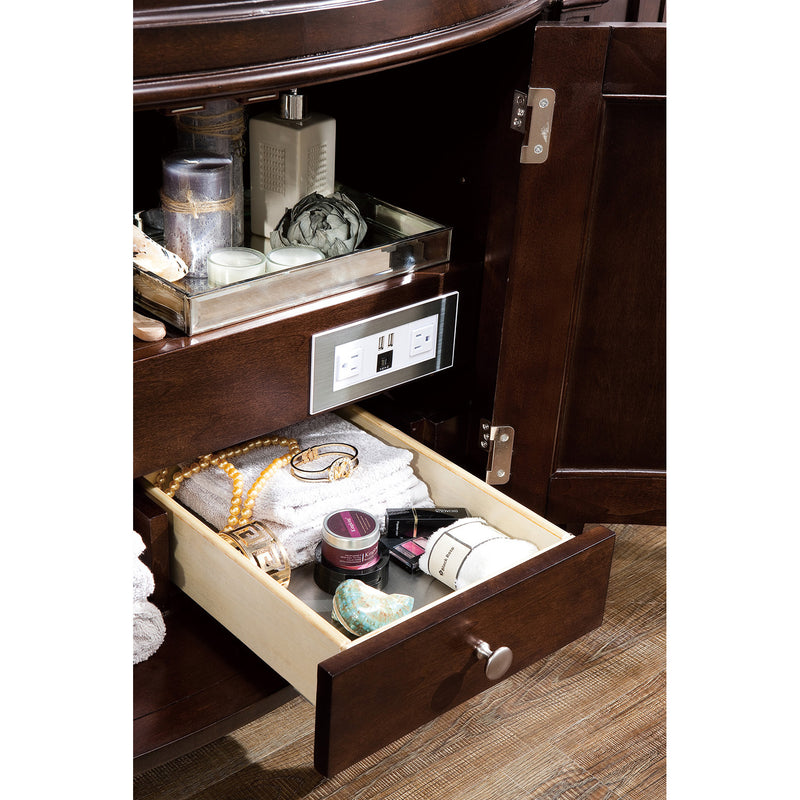 James Martin Brittany 46" Single Vanity Burnished Mahogany with 3 cm Arctic Fall Solid Surface Top 650-V46R-BNM-AF