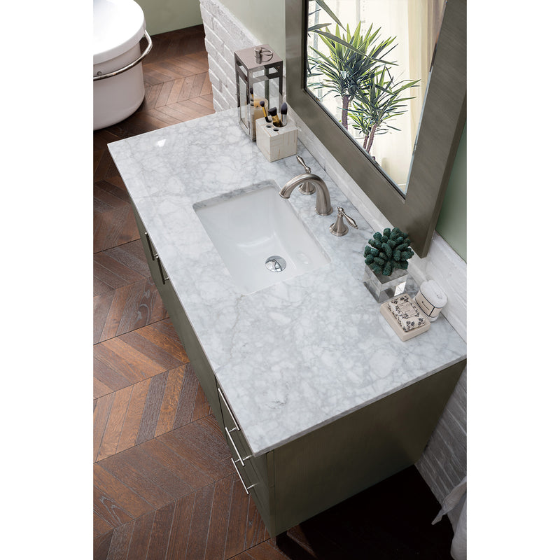 James Martin Metropolitan 48" Silver Oak Single Vanity with 3 cm Carrara Marble Top 850-V48-SOK-3CAR