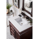 James Martin Brittany 30" Single Vanity Burnished Mahogany with 3 cm Classic White Quartz Top 650-V30-BNM-3CLW