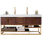 James Martin Columbia 72" Double Vanity Coffee Oak Radiant Gold with Glossy White Composite Top 388-V72D-CFO-RG-GW