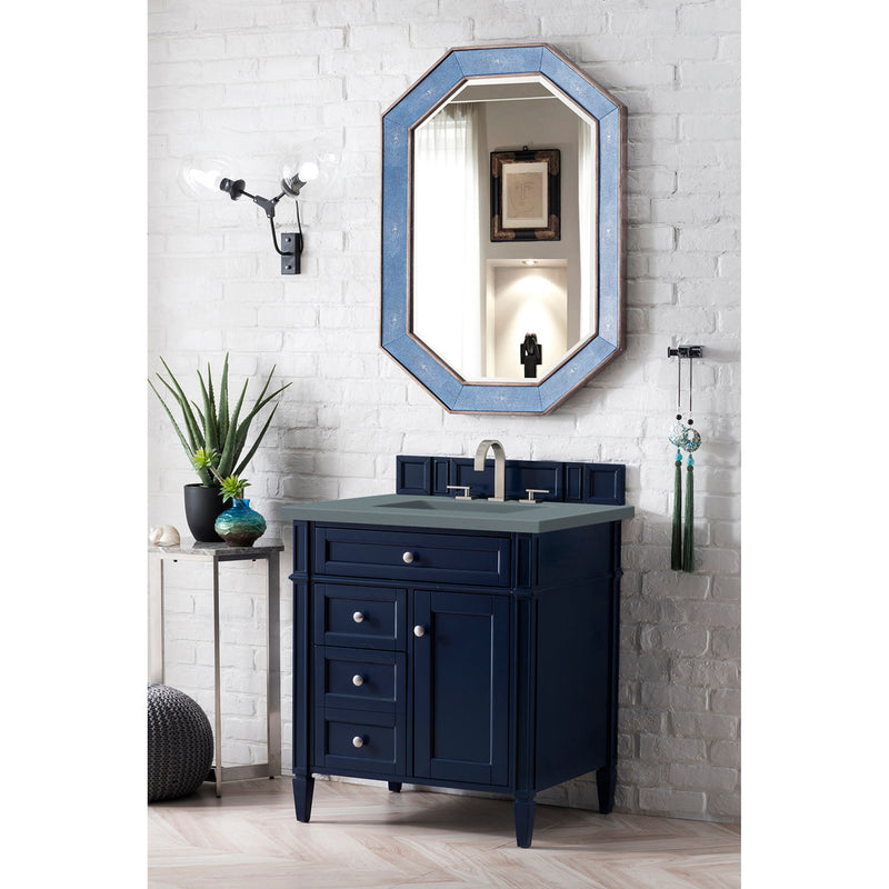 James Martin Brittany 30" Single Vanity Victory Blue with 3 cm Cala Blue Quartz Top 650-V30-VBL-3CBL