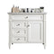 James Martin Brittany 36" Bright White Single Vanity with 3 cm Arctic Fall Solid Surface Top 650-V36-BW-3AF