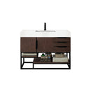 James Martin Columbia 48" Single Vanity Coffee Oak Matte Black with Glossy White Composite Top 388-V48-CFO-MB-GW