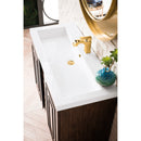 James Martin Alicante' 39.5" Single Vanity Cabinet Mid Century Acacia Radiant Gold with White Glossy Resin Countertop E110-V39.5-MCA-RGD-WG