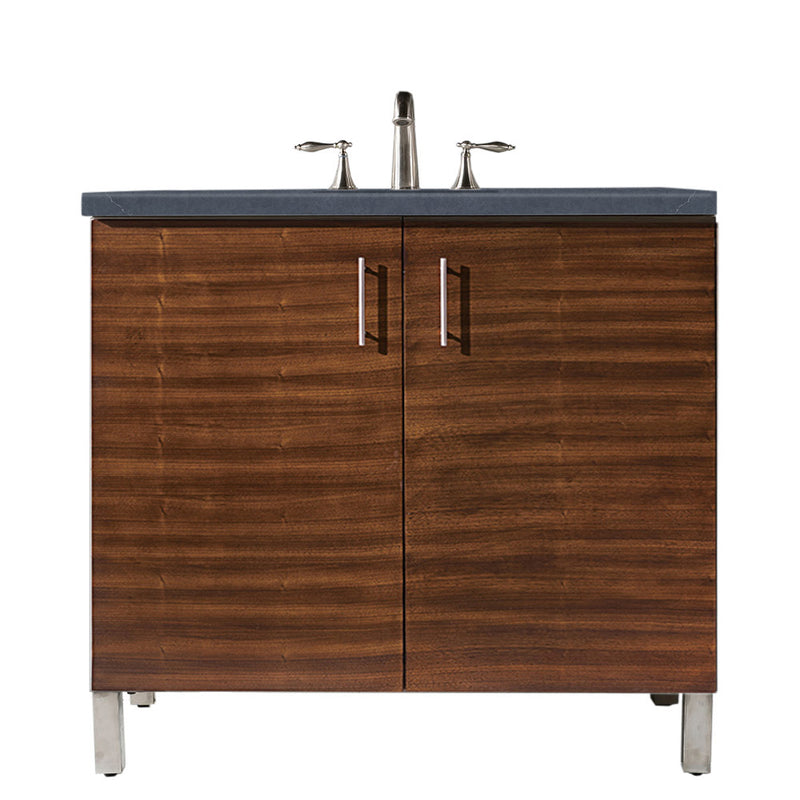 James Martin Metropolitan 36" Single Vanity American Walnut with 3 cm Charcoal Soapstone Quartz Top 850-V36-AWT-3CSP