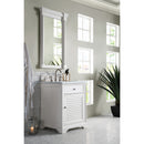 James Martin Savannah 26" Bright White Single Vanity with 3 cm Carrara Marble Top 238-104-V26-BW-3CAR