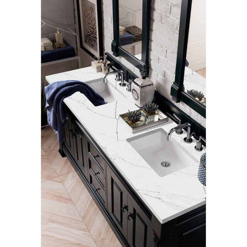 James Martin Brookfield 72" Antique Black Double Vanity with 3 cm Ethereal Noctis Quartz Top 147-114-5731-3ENC