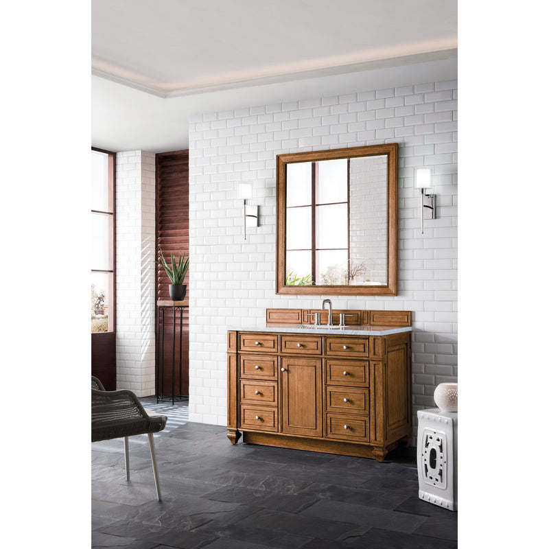 James Martin Bristol 48" Single Vanity Saddle Brown with 3 cm Arctic Fall Solid Surface Top 157-V48-SBR-3AF