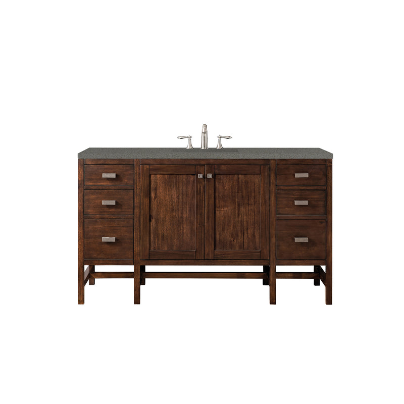 James Martin Addison 60" Single Vanity Cabinet Mid Century Acacia with 3 cm Grey Expo Quartz Top E444-V60S-MCA-3GEX