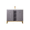 James Martin Alicante' 39.5" Single Vanity Cabinet Grey Smoke Radiant Gold with White Glossy Composite Countertop E110V39.5GSMRGDWG