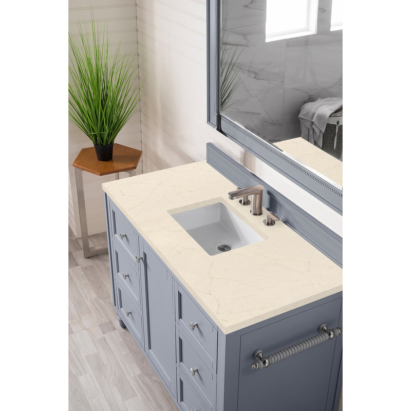 James Martin Copper Cove Encore 48" Single Vanity Silver Gray with 3 cm Eternal Marfil Quartz Top 301-V48-SL-3EMR