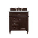 James Martin Brittany 30" Single Vanity Burnished Mahogany with 3 cm Eternal Serena Quartz Top 650-V30-BNM-3ESR