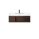 James Martin Mercer Island 48" Single Vanity Coffee Oak Matte Black with Glossy White Composite Top 389-V48-CFO-MB-GW