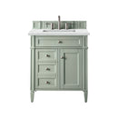 James Martin Brittany 30" Single Vanity Sage Green with 3 cm Ethereal Noctis Quartz Top 650-V30-SGR-3ENC