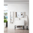 James Martin Milan 35.4" Single Vanity Cabinet Glossy White Matte Black with Glossy White Composite Top 801V35.4GWMBKGW