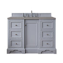 James Martin De Soto 48" Single Vanity Silver Gray with 3 cm Grey Expo Quartz Top 825-V48-SL-3GEX