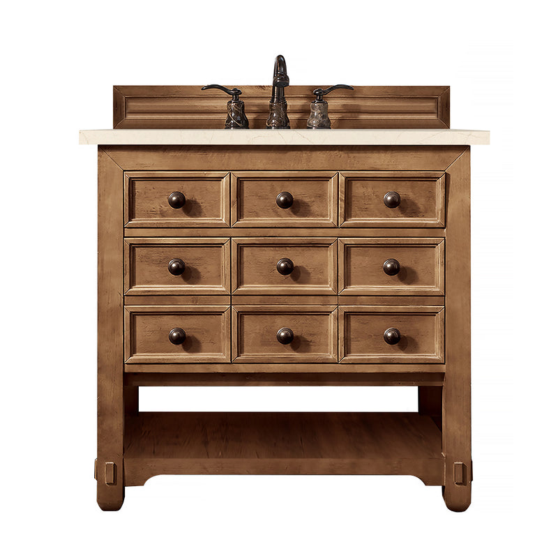 James Martin Malibu 36" Single Vanity Cabinet Honey Alder with 3 cm Eternal Marfil Quartz Top 500-V36-HON-3EMR