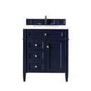 James Martin Brittany 30" Single Vanity Victory Blue with 3 cm Classic White Quartz Top 650-V30-VBL-3CLW