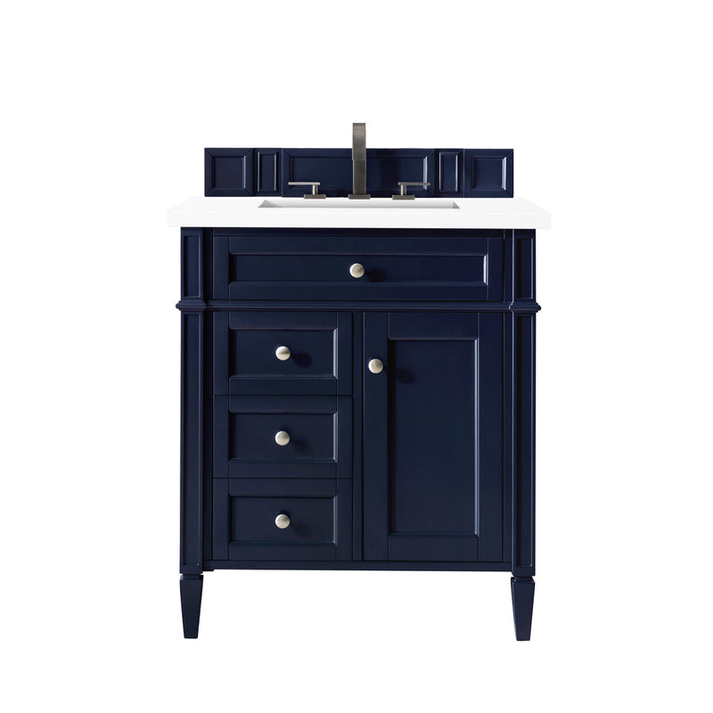 James Martin Brittany 30" Single Vanity Victory Blue with 3 cm Classic White Quartz Top 650-V30-VBL-3CLW