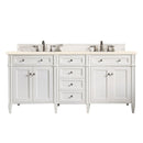 James Martin Brittany 72" Bright White Double Vanity with 3 cm Eternal Marfil Quartz Top 650-V72-BW-3EMR