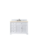 James Martin Savannah 48" Single Vanity Cabinet Bright White with 3 cm Eternal Marfil Quartz Top 238-104-V48-BW-3EMR