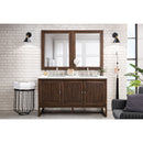 James Martin Athens 60" Double Vanity Cabinet Mid Century Acacia with 3 cm Classic White Quartz Top E645-V60D-MCA-3CLW