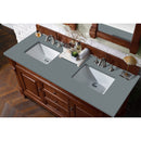 James Martin Brookfield 60" Warm Cherry Double Vanity with 3 cm Cala Blue Quartz Top 147-114-5681-3CBL