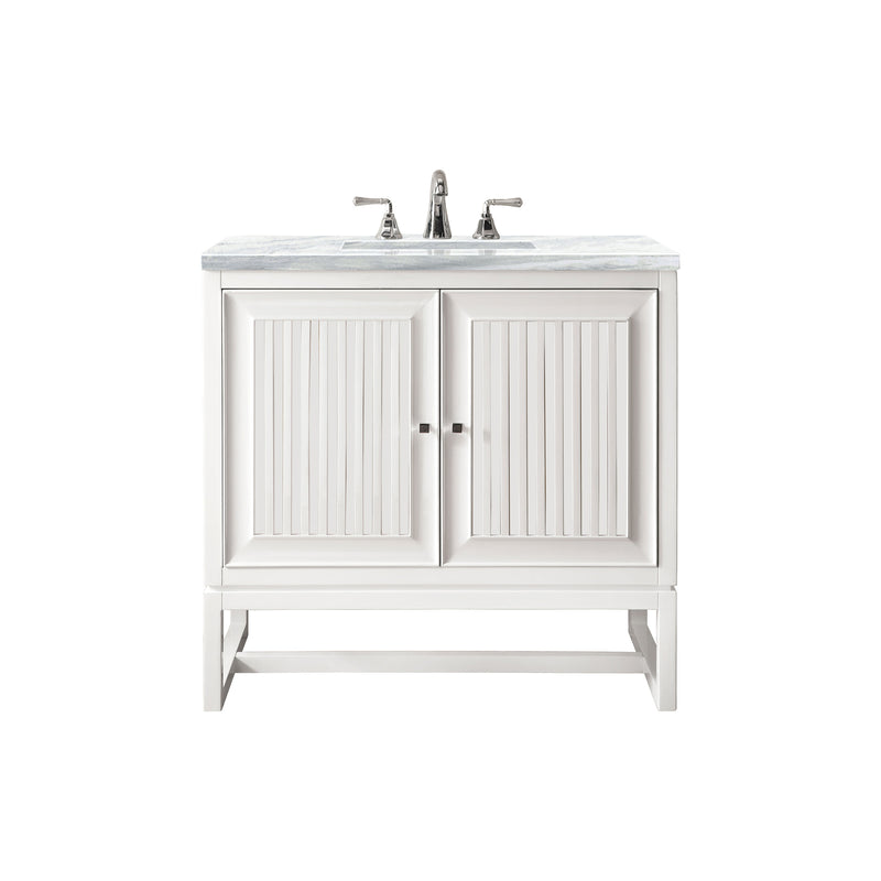 James Martin Athens 30" Single Vanity Cabinet Glossy White with 3 cm Arctic Fall Solid Surface Countertop E645-V30-GW-3AF