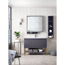 James Martin Milan 47.3" Single Vanity Cabinet Modern Gray Glossy Radiant Gold with Glossy White Composite Top 801V47.3MGGRGDGW