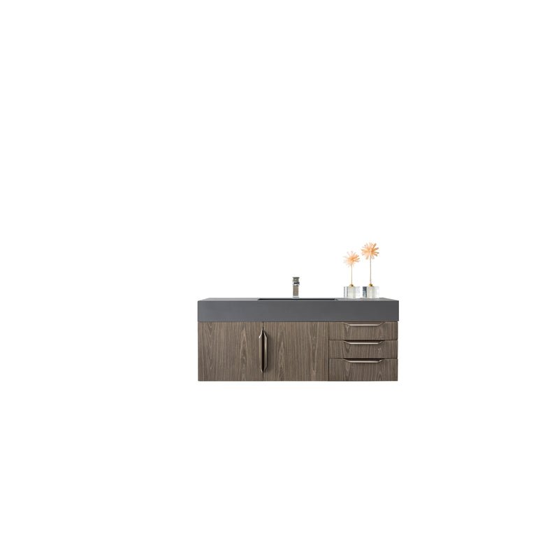 James Martin Mercer Island 48" Single Vanity Ash Gray with Dusk Grey Glossy Composite Top 389-V48-AGR-A-DGG