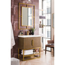 James Martin Columbia 31.5" Single Vanity Cabinet Latte Oak Radiant Gold with White Glossy Composite Countertop 388V31.5LTORGDWG