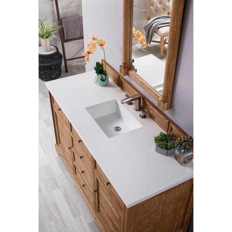 James Martin Savannah 48" Single Vanity Cabinet Driftwood with 3 cm Classic White Quartz Top 238-104-5211-3CLW