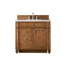 James Martin Bristol 36" Single Vanity Saddle Brown with 3 cm Classic White Quartz Top 157-V36-SBR-3CLW