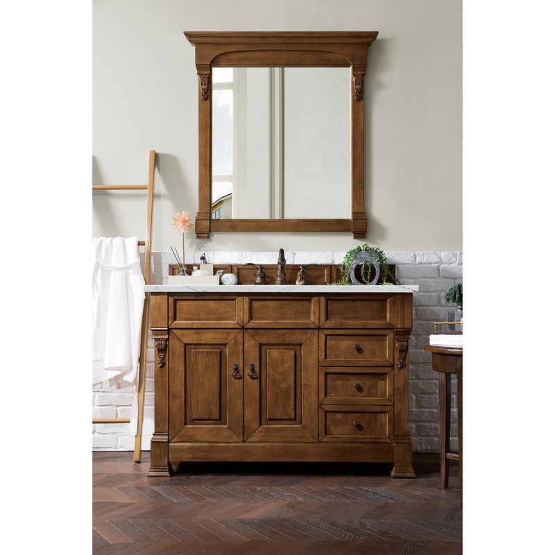 James Martin Brookfield 48" Country Oak Single Vanity with 3 cm Ethereal Noctis Quartz Top 147-114-5276-3ENC