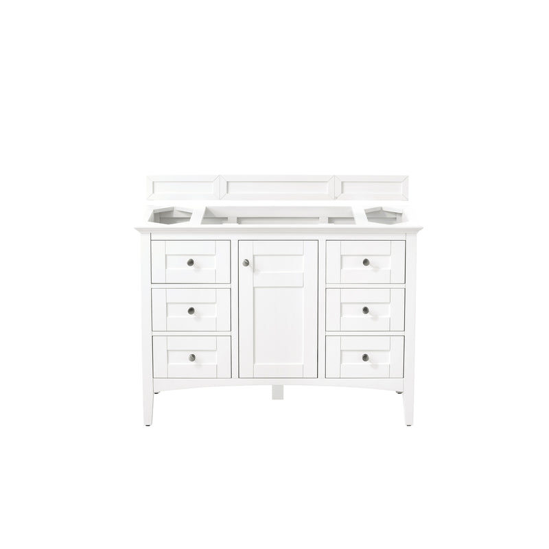 James Martin Palisades 48" Single Vanity Bright White with 3 cm Galala Beige Top 527-V48-BW-3OGLB