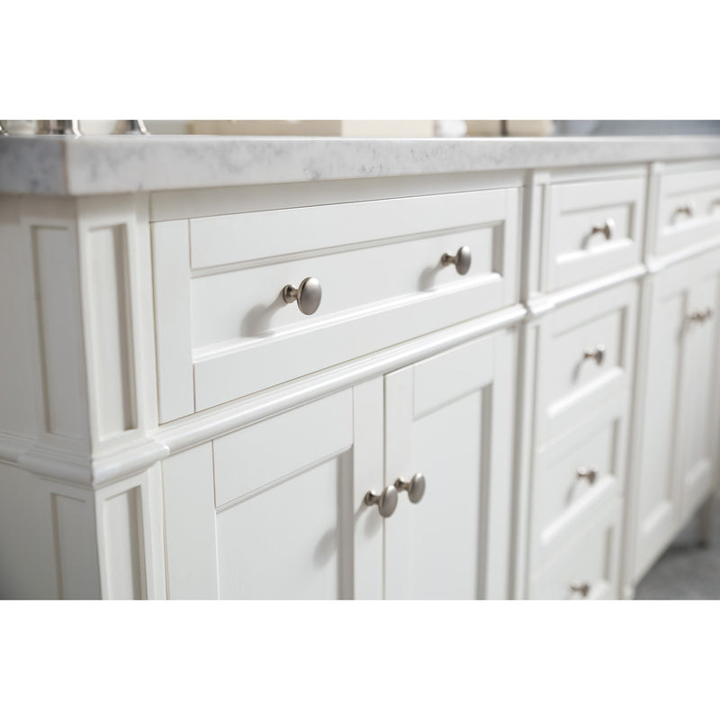 James Martin Brittany 72" Bright White Double Vanity with 3 cm Carrara Marble Top 650-V72-BW-3CAR