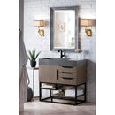 James Martin Columbia 36" Single Vanity Ash Gray Matte Black with Dusk Gray Glossy Composite Top 388-V36-AGR-MB-DGG