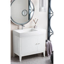 James Martin Linear 36" Single Vanity Glossy White with Glossy White Composite Top 210-V36-GW-GW