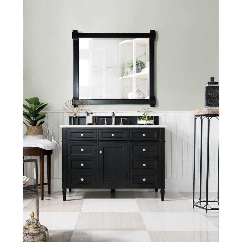 James Martin Brittany 48" Black Onyx Single Vanity with 3 cm Carrara Marble Top 650-V48-BKO-3CAR