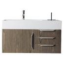 James Martin Mercer Island 36" Single Vanity Ash Gray with Glossy White Composite Top 389-V36-AGR-A-GW