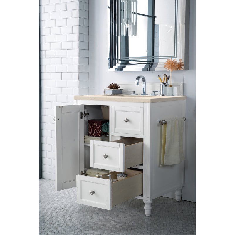 James Martin Copper Cove Encore 30" Single Vanity Bright White with 3 cm Eternal Marfil Quartz Top 301-V30-BW-3EMR