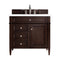 James Martin Brittany 36" Burnished Mahogany Single Vanity with 3 cm Classic White Quartz Top 650-V36-BNM-3CLW