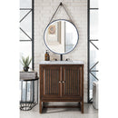 James Martin Athens 30" Single Vanity Cabinet Mid Century Acacia with 3 cm Carrara White Top E645-V30-MCA-3CAR