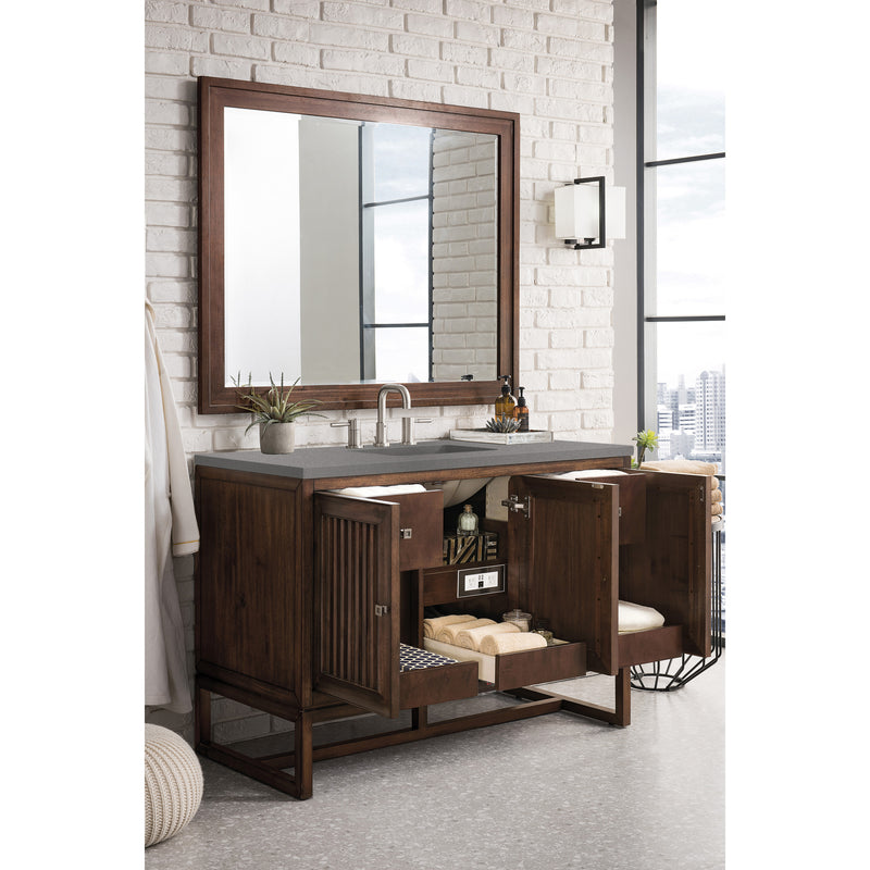 James Martin Athens 60" Double Vanity Cabinet Mid Century Acacia with 3 cm Gray Expo Quartz Top E645-V60D-MCA-3GEX