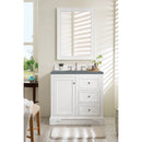 James Martin De Soto 36" Single Vanity Bright White with 3 cm Cala Blue Quartz Top 825-V36-BW-3CBL